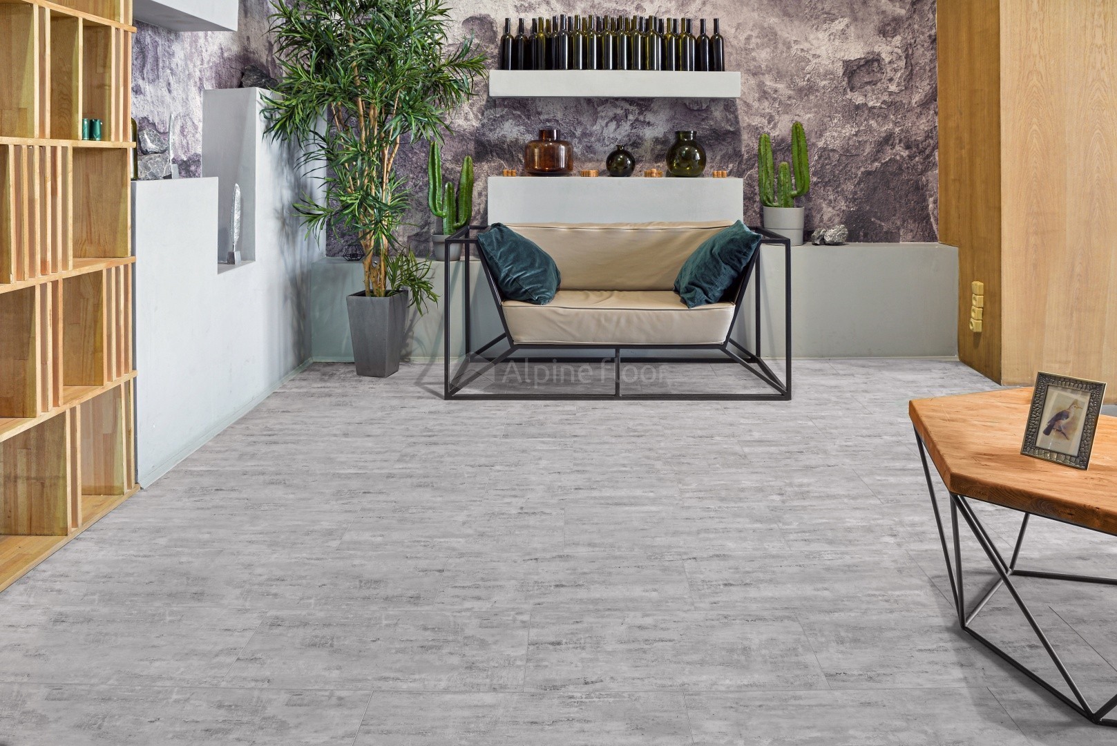 Кварцвиниловый SPC ламинат Alpine Floor Stone Mineral Core Сумидеро ECO 4-18 609,6×304,8×4 фото в интерьере