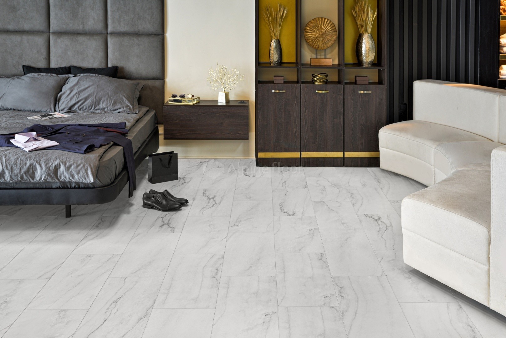 Кварцвиниловый SPC ламинат Alpine Floor Stone Mineral Core Брайс ECO 4-20 609,6×304,8×4 фото в интерьере