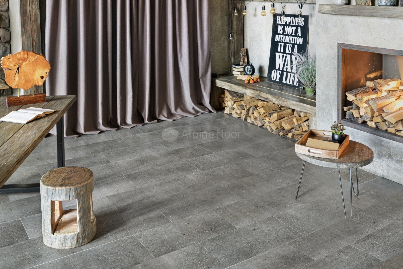 Кварцвиниловый SPC ламинат Alpine Floor Stone Mineral Core Майдес ECO 4-23 609,6×304,8×4 фото в интерьере