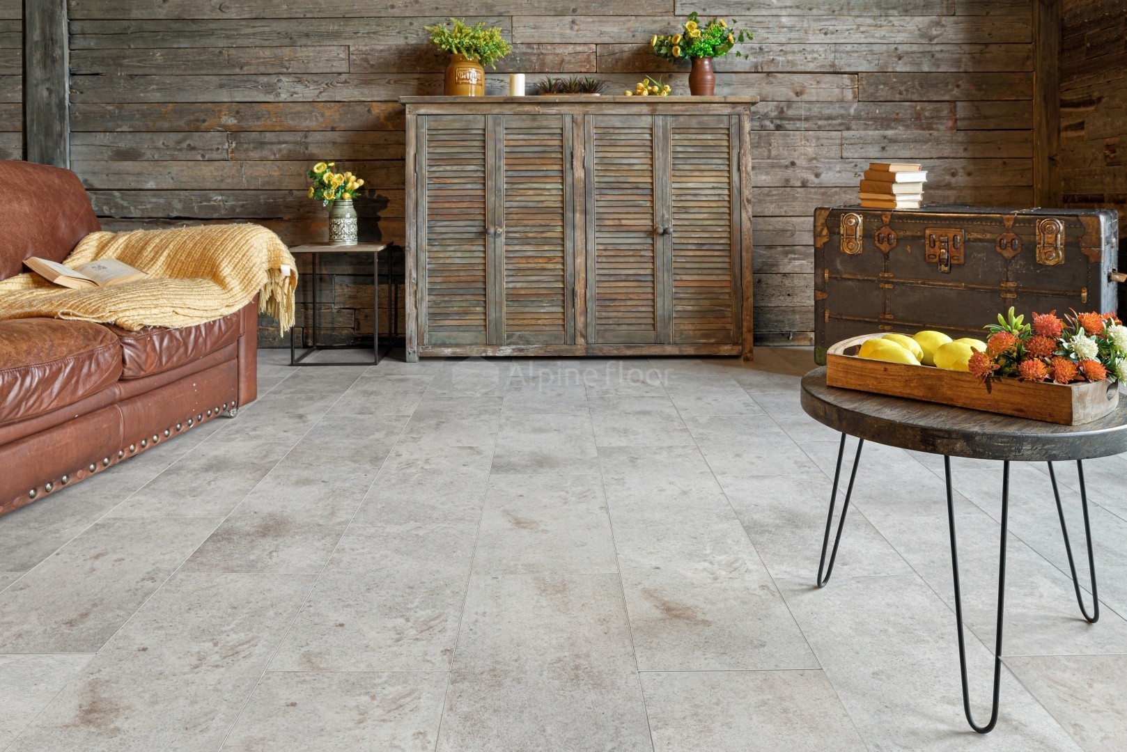 Кварцвиниловый SPC ламинат Alpine Floor Stone Mineral Core Зион ECO 4-24 609,6×304,8×4 фото в интерьере
