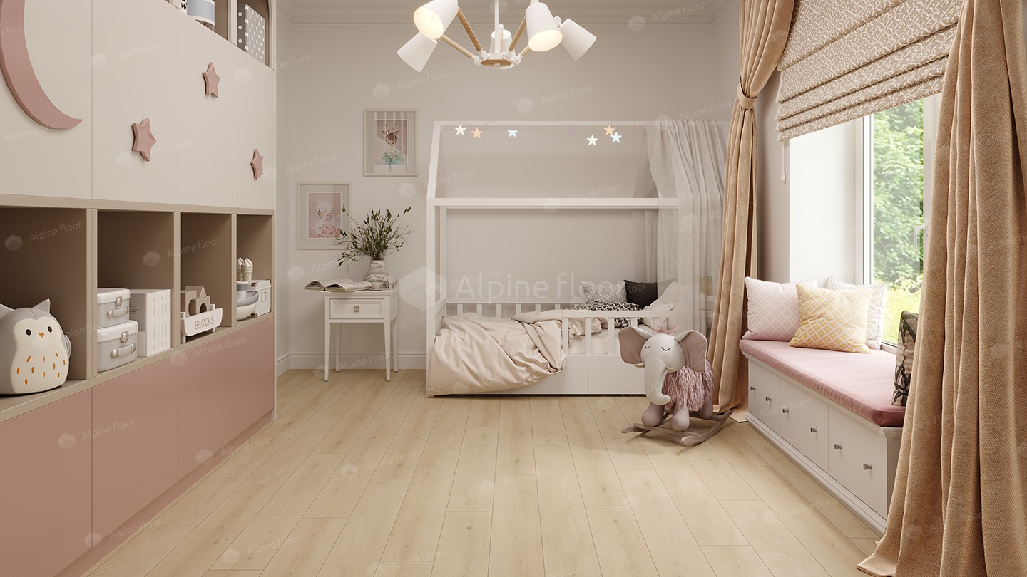 Кварцвиниловый SPC ламинат Alpine Floor Grand Sequoia Гигантум ECO 11-24 1220×183×4 фото в интерьере