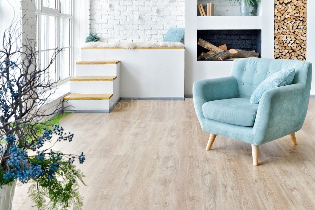 Кварцвиниловая плитка Alpine Floor клеевая Easy Line Дуб Кремовый ECO 3-23 1219,2×184,15×3 фото в интерьере