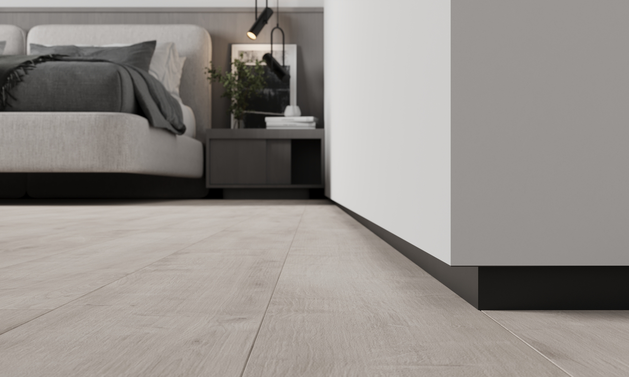 Плинтус алюминиевый скрытый Ликорн C-04.2.3 черный с подсветкой 2050×105×13,3 фото в интерьере Плинтус алюминиевый скрытый Ликорн C-04.2.3 черный с подсветкой 2050×105×13,3 фото в интерьере