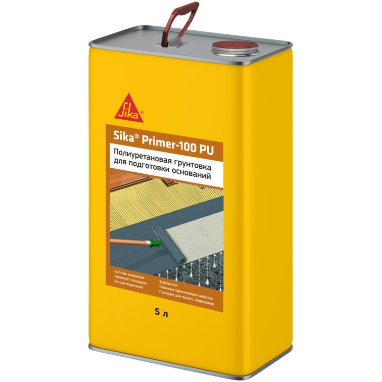 Грунтовка по стяжке Sika Primer-100 PU 737260 полиуретановая 5 л