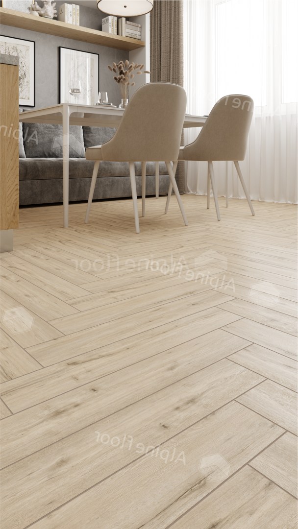 Ламинат Alpine Floor Herringbone 8 PRO Дуб Лион LF102-01 венгерская елка 606×101×8 фото в интерьере