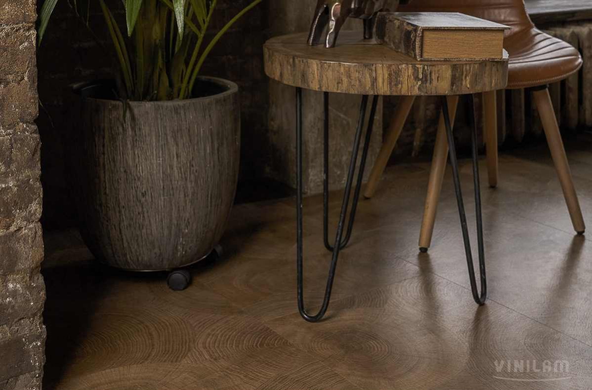 Кварцвиниловая плитка Vinilam клеевая Ceramo Stone Glue Дуб Натуральный 61601 950×480×2,5 фото в интерьере