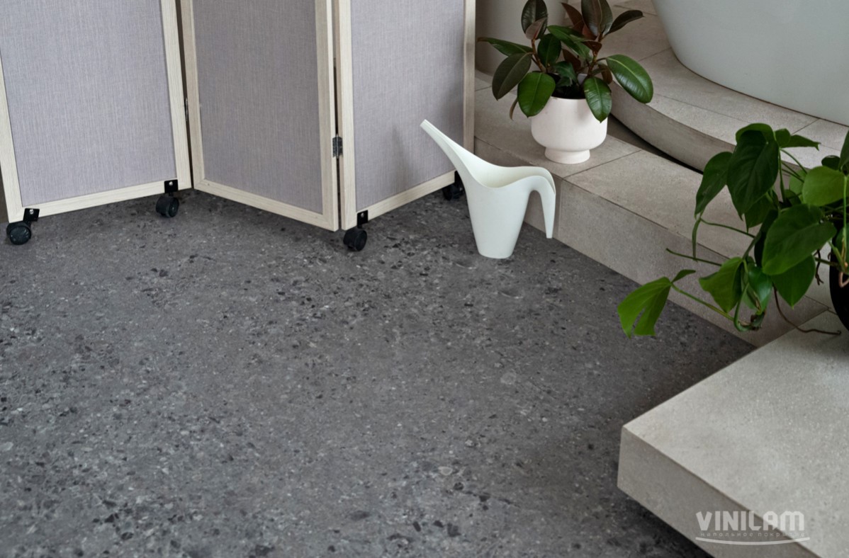 Кварцвиниловая плитка Vinilam клеевая Ceramo Stone Glue Терраццо 71613 950×475×2,5 фото в интерьере