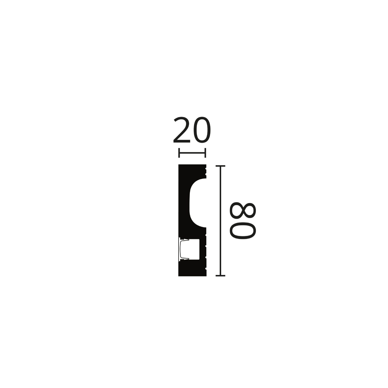 Потолочный плинтус под покраску с подсветкой NMC Wallstyl IL11 2000×20×80