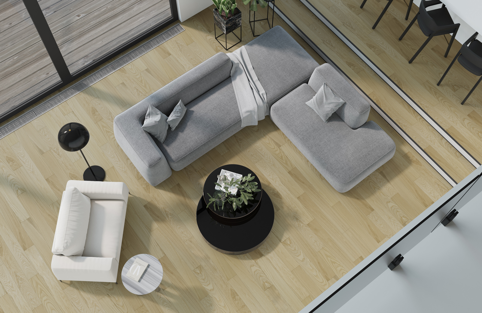 Композитная паркетная доска Quartz Parquet Классик Дуб тоскана 407 400-1220×152×7 фото в интерьере