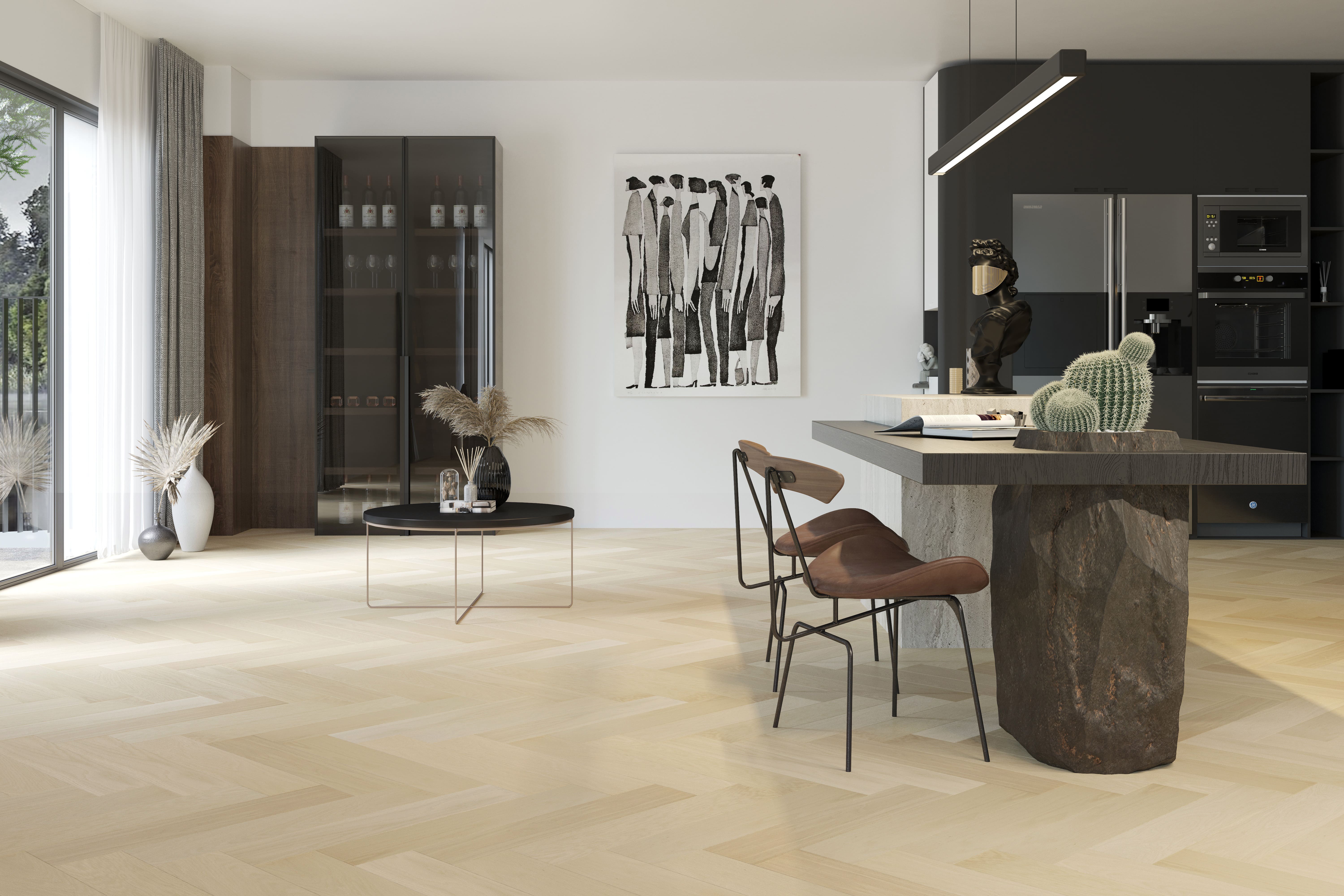 Композитная паркетная доска Quartz Parquet Елка Дуб испанский 33-404 венгерская елка 635×127×5 фото в интерьере Композитная паркетная доска Quartz Parquet Елка Дуб испанский 33-404 венгерская елка 635×127×5 фото в интерьере