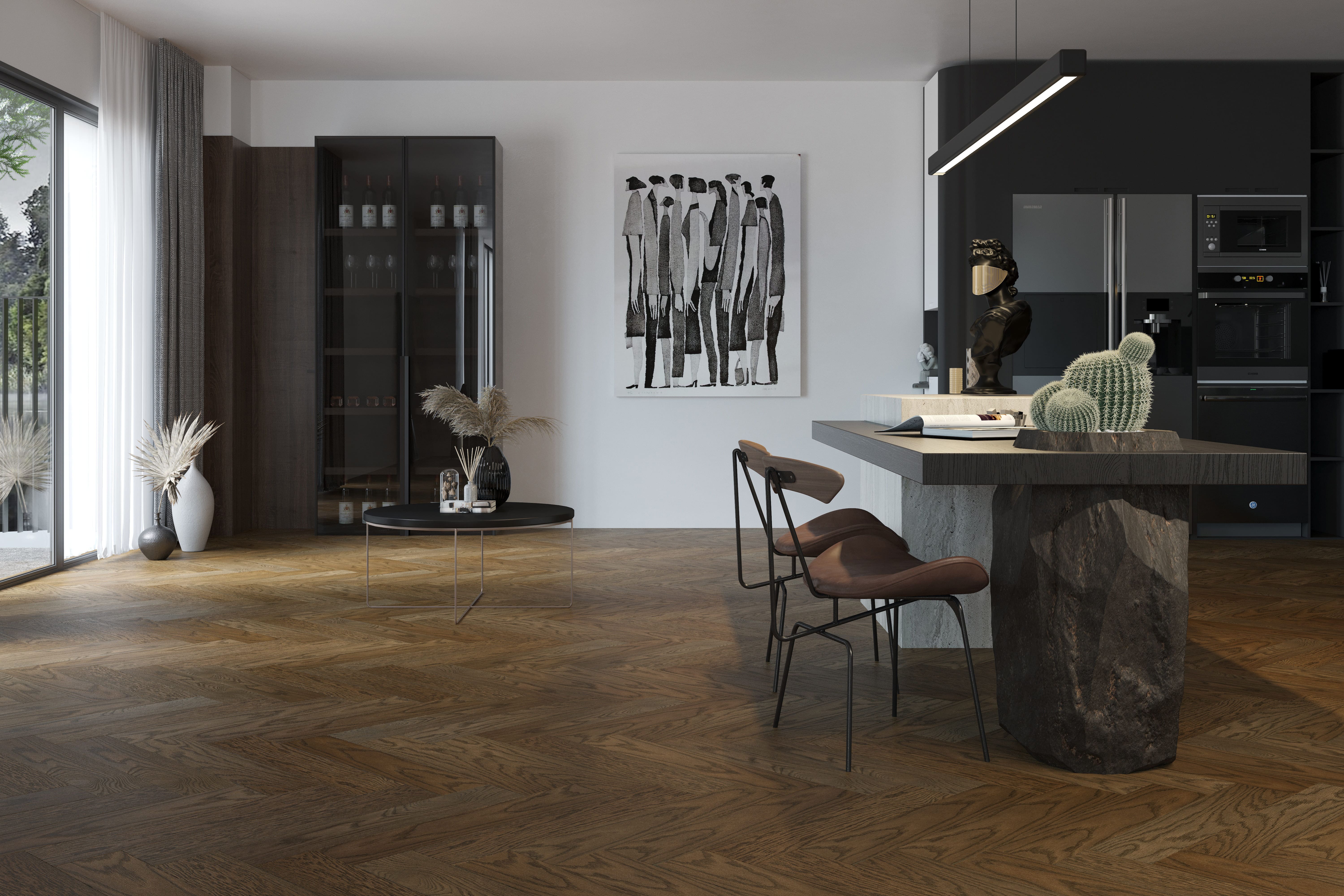 Композитная паркетная доска Quartz Parquet Елка Дуб брауни 33-413 венгерская елка 635×127×5 фото в интерьере Композитная паркетная доска Quartz Parquet Елка Дуб брауни 33-413 венгерская елка 635×127×5 фото в интерьере