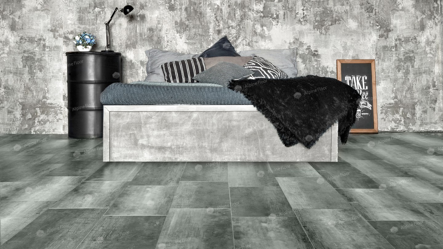 Кварцвиниловая плитка Alpine Floor клеевая Light Stone Корноулл ECO 15-1 608×303×2,5 фото в интерьере