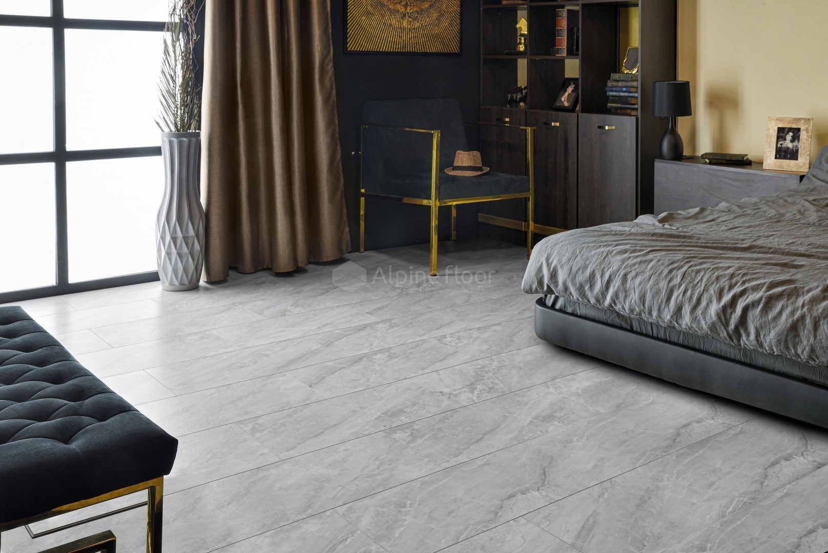 Кварцвиниловая плитка Alpine Floor клеевая Light Stone Вердон ECO 15-4 608×303×2,5 фото в интерьере