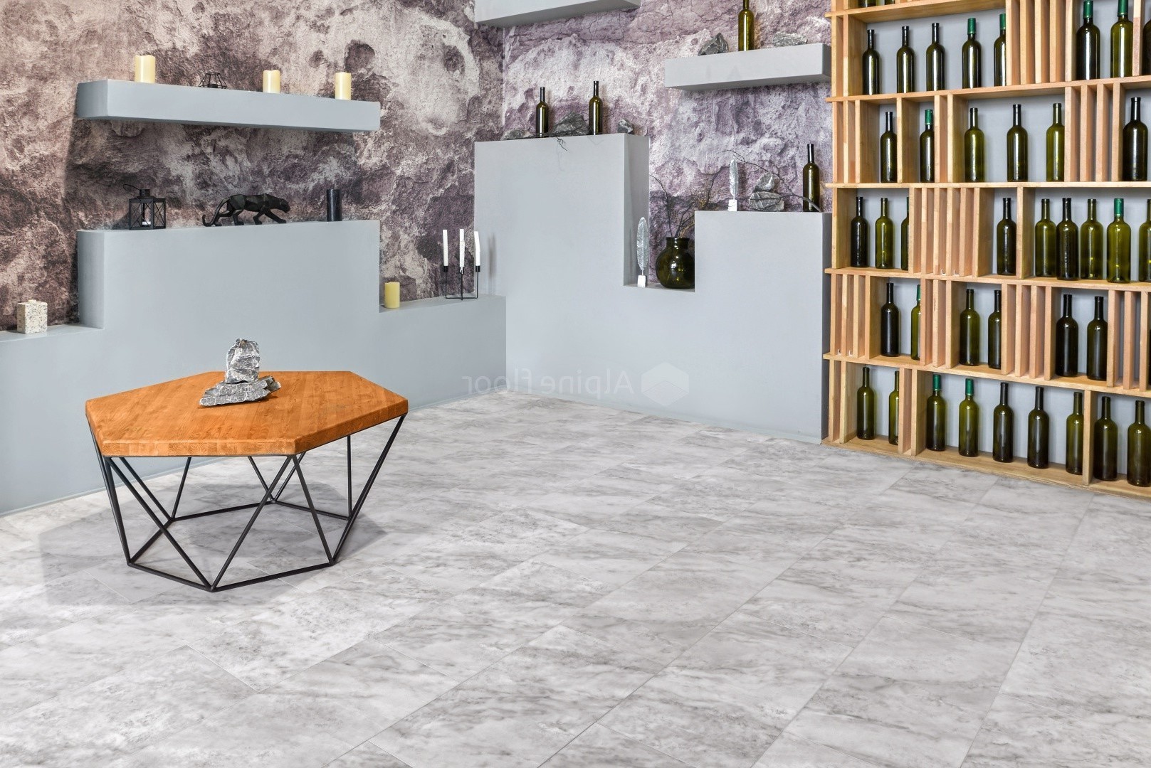 Кварцвиниловая плитка Alpine Floor клеевая Light Stone Чили ECO 15-5 608×303×2,5 фото в интерьере