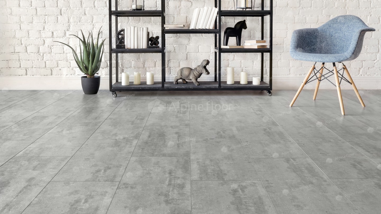 Кварцвиниловая плитка Alpine Floor клеевая Light Stone Самерсет ECO 15-6 608×303×2,5 фото в интерьере