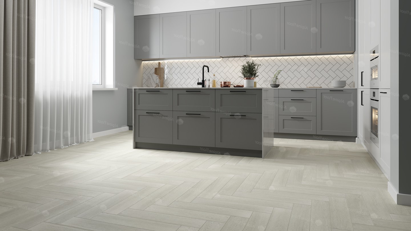 Кварцвиниловая плитка Alpine Floor клеевая Parquet LVT Зимний Лес ECO 16-6 венгерская елка 590×118×2,5 фото в интерьере