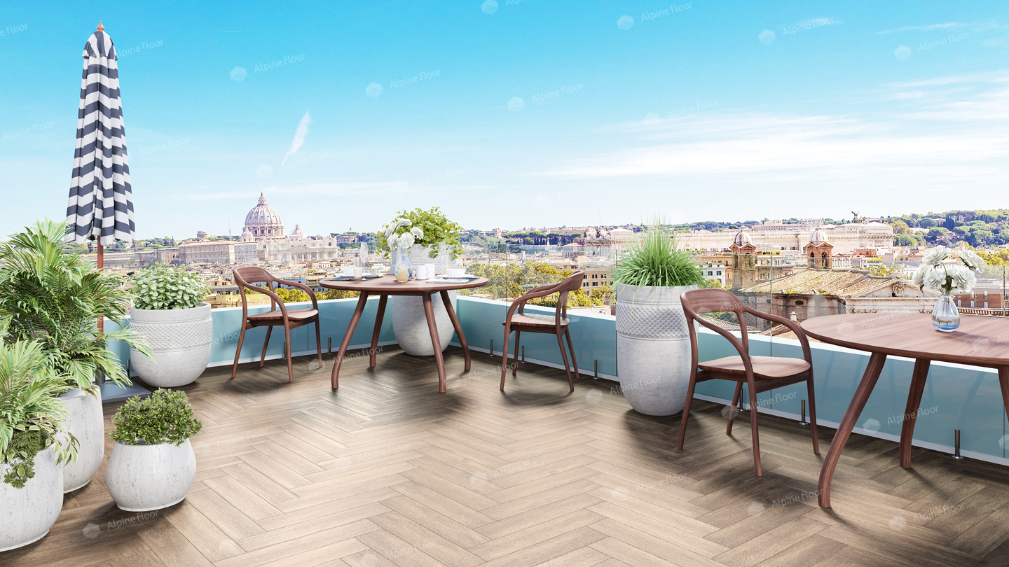 Кварцвиниловая плитка Alpine Floor клеевая Parquet LVT Макадамия ECO 16-10 венгерская елка 590×118×2,5 фото в интерьере