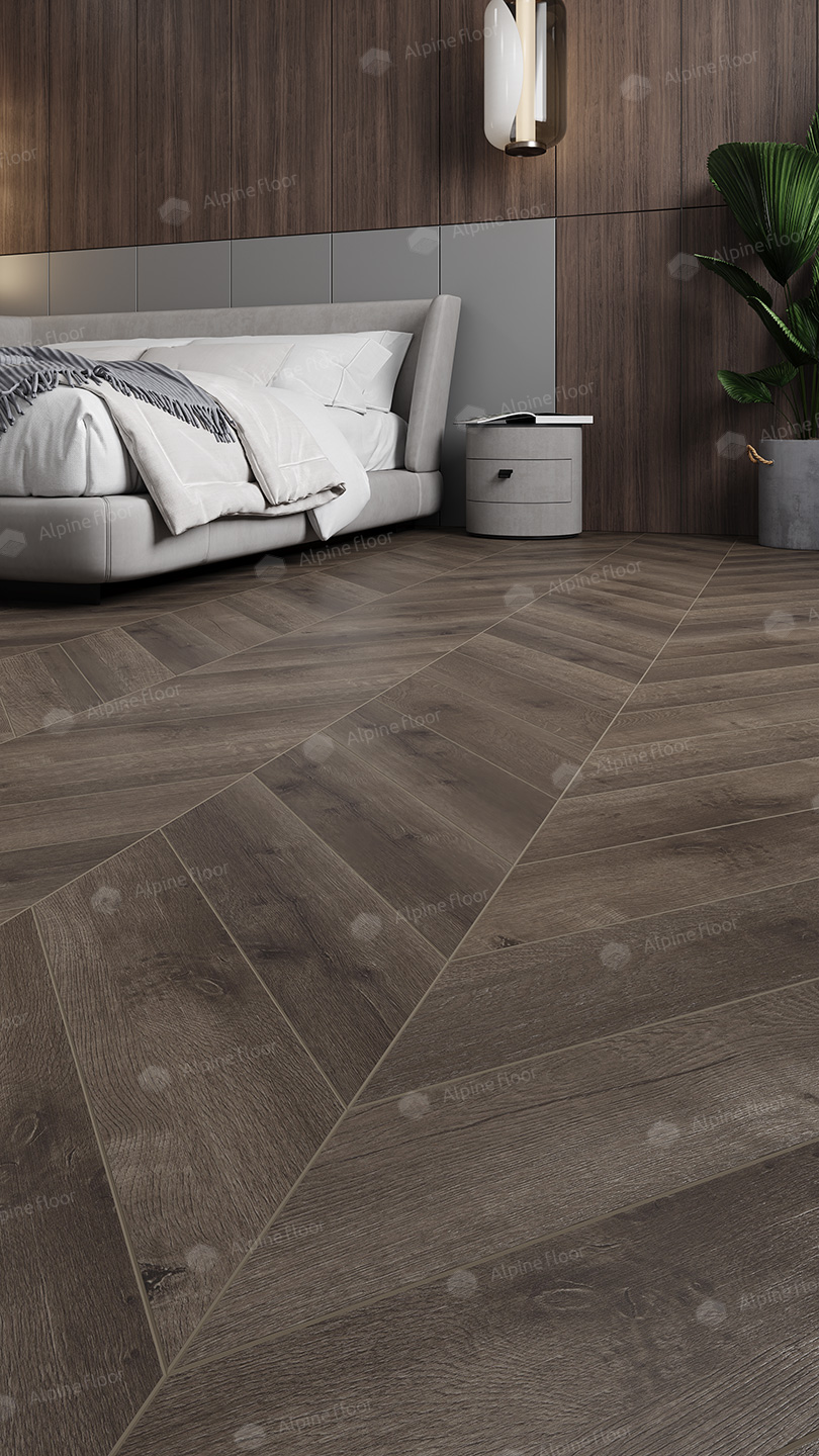 Кварцвиниловый SPC ламинат Alpine Floor Chevron Alpine Дуб Антарес ECO 18-9 французская елка 600×127×5 фото в интерьере Кварцвиниловый SPC ламинат Alpine Floor Chevron Alpine Дуб Антарес ECO 18-9 французская елка 600×127×5 фото в интерьере