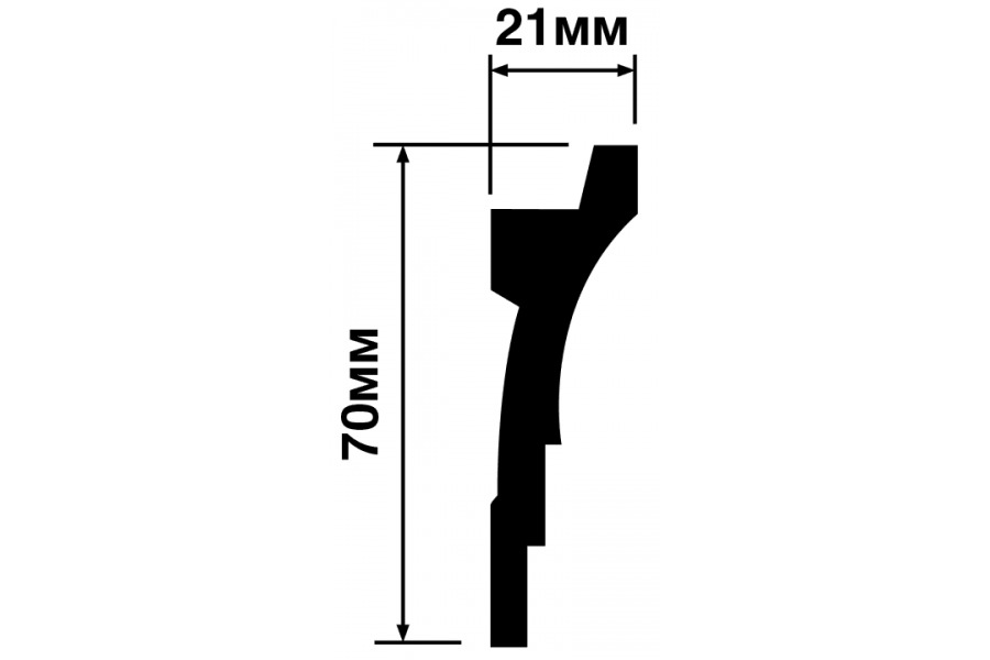 Потолочный плинтус под покраску Hiwood A70V1 с подсветкой 2000×21×70