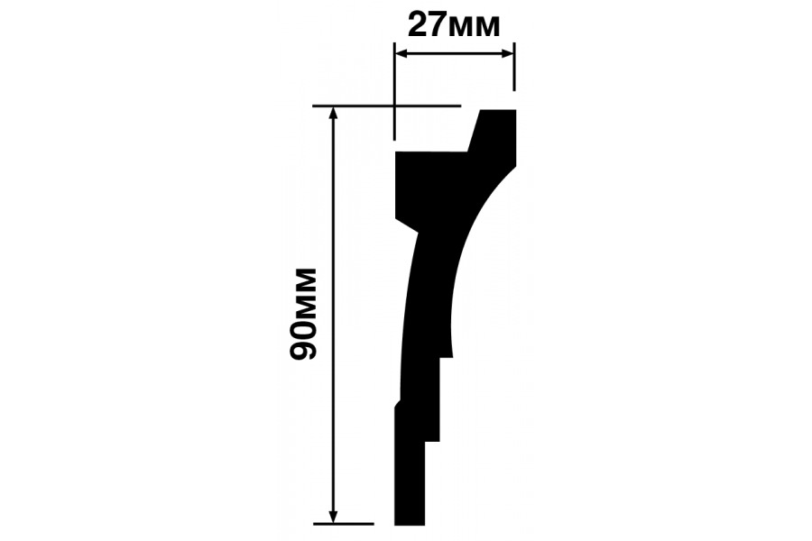 Потолочный плинтус под покраску Hiwood A90V2 с подсветкой 2000×27×90