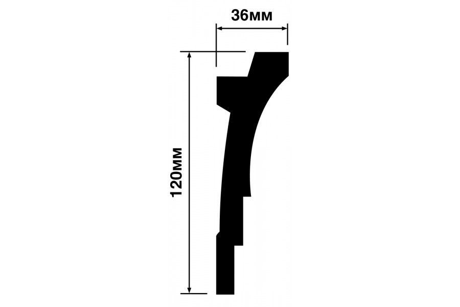Потолочный плинтус под покраску Hiwood A120 с подсветкой 2000×36×120