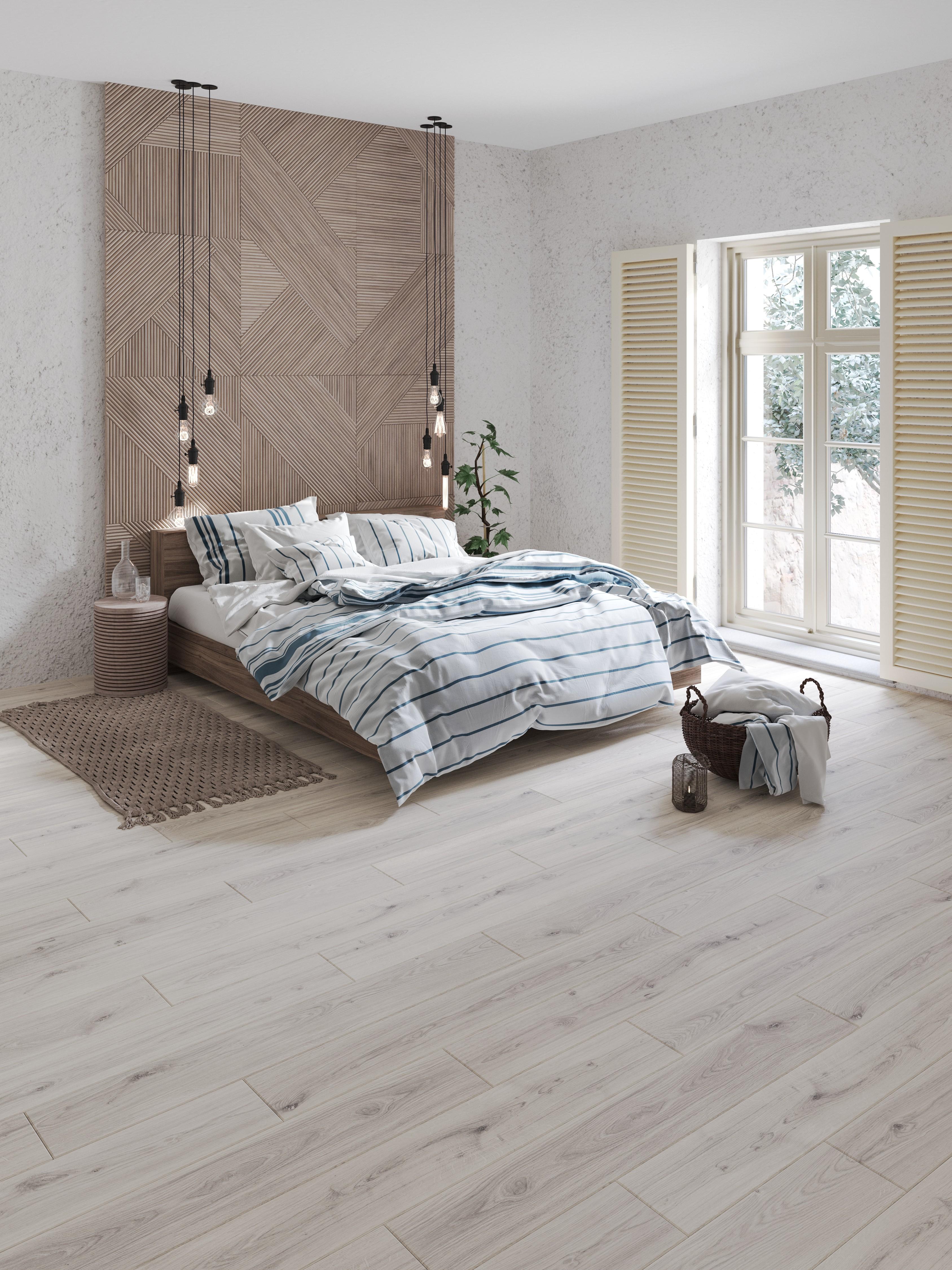 Ламинат Egger Pro Classic 8/33 Aqua+ Дуб Метико бежевый EPL216 1292×193×8 фото в интерьере
