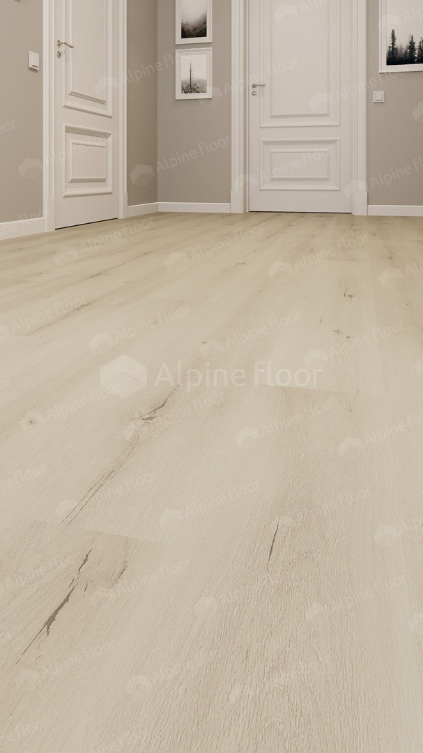 Кварцвиниловый SPC ламинат Alpine Floor Solo Plus Ададжио ECO 14-401 1220×183×4 фото в интерьере