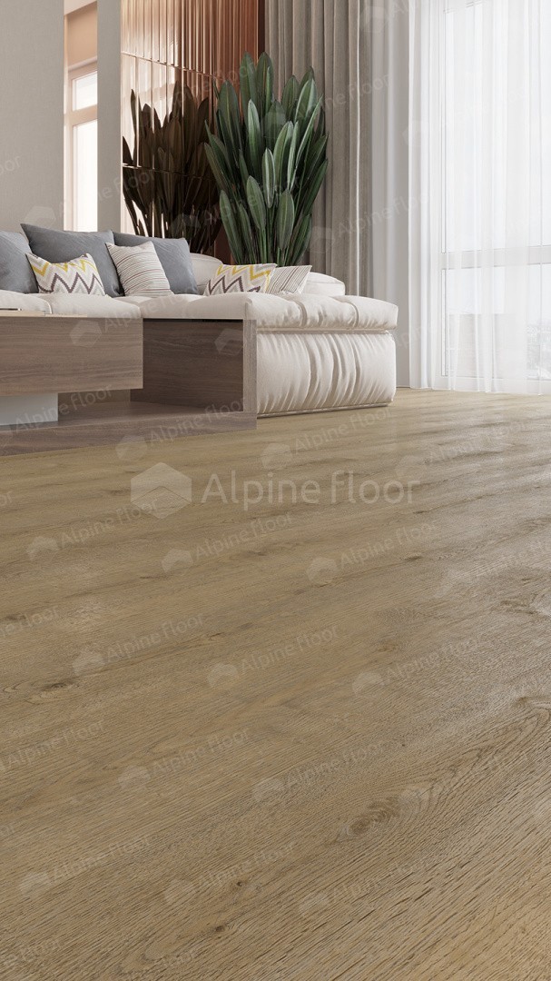 Кварцвиниловый SPC ламинат Alpine Floor Solo Plus Комодо ECO 14-701 1220×183×4 фото в интерьере