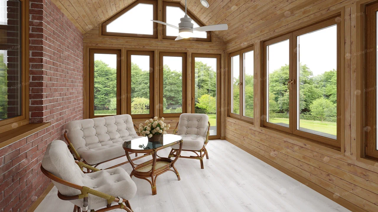 Кварцвиниловый SPC ламинат Alpine Floor Classic Light Дуб Выбеленный ECO 182-88 MC 1220×183×3,5 фото в интерьере