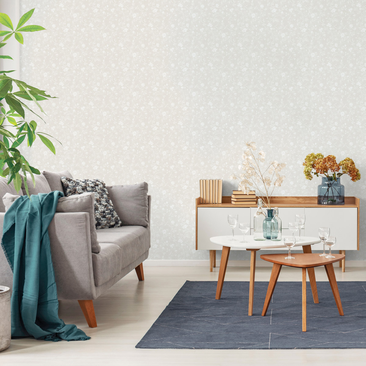 Обои Aura Spring Magnolia beige 1907-3 10,05×0,53 фото в интерьере