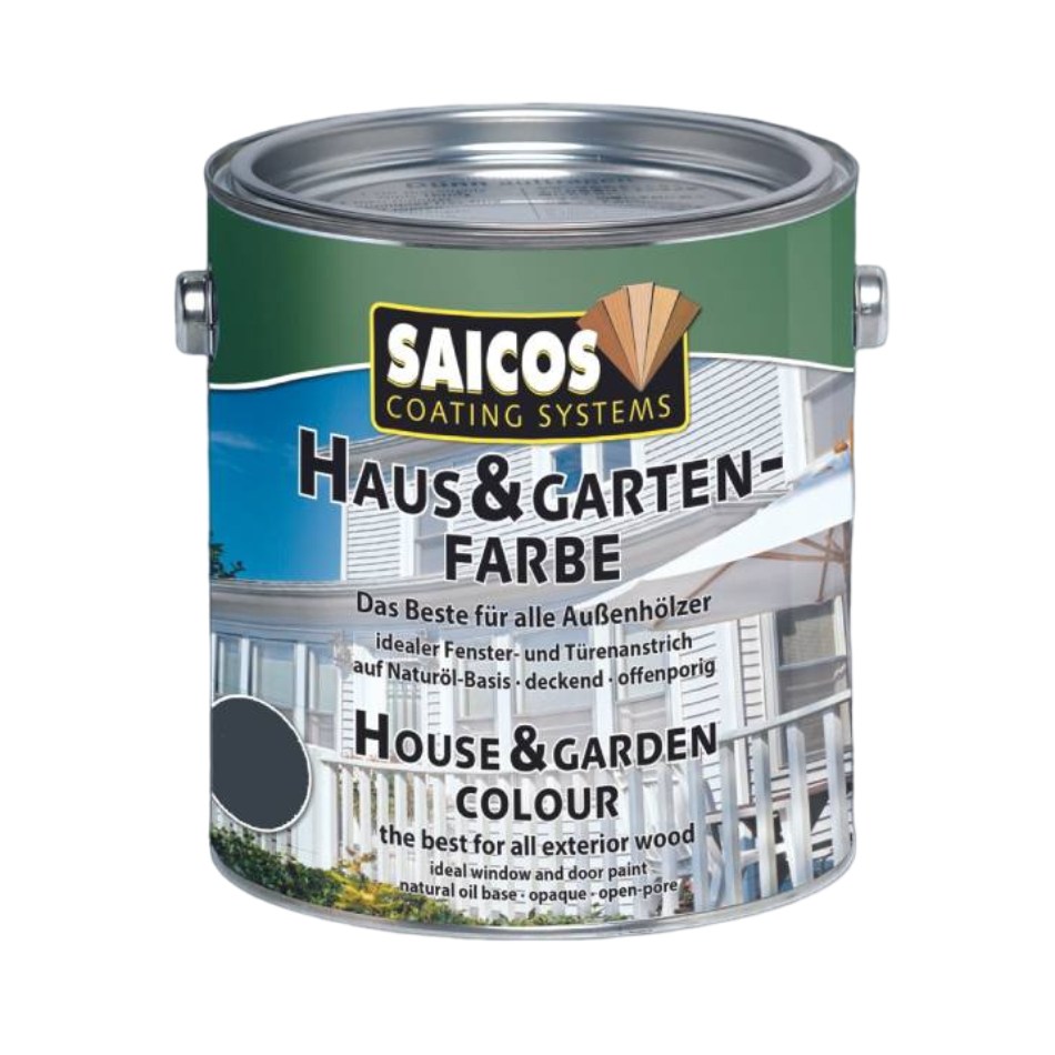 Краска укрывная для дерева Saicos Haus & Garten-Farbe цвет 2791 Серый антрацит 0,125 л