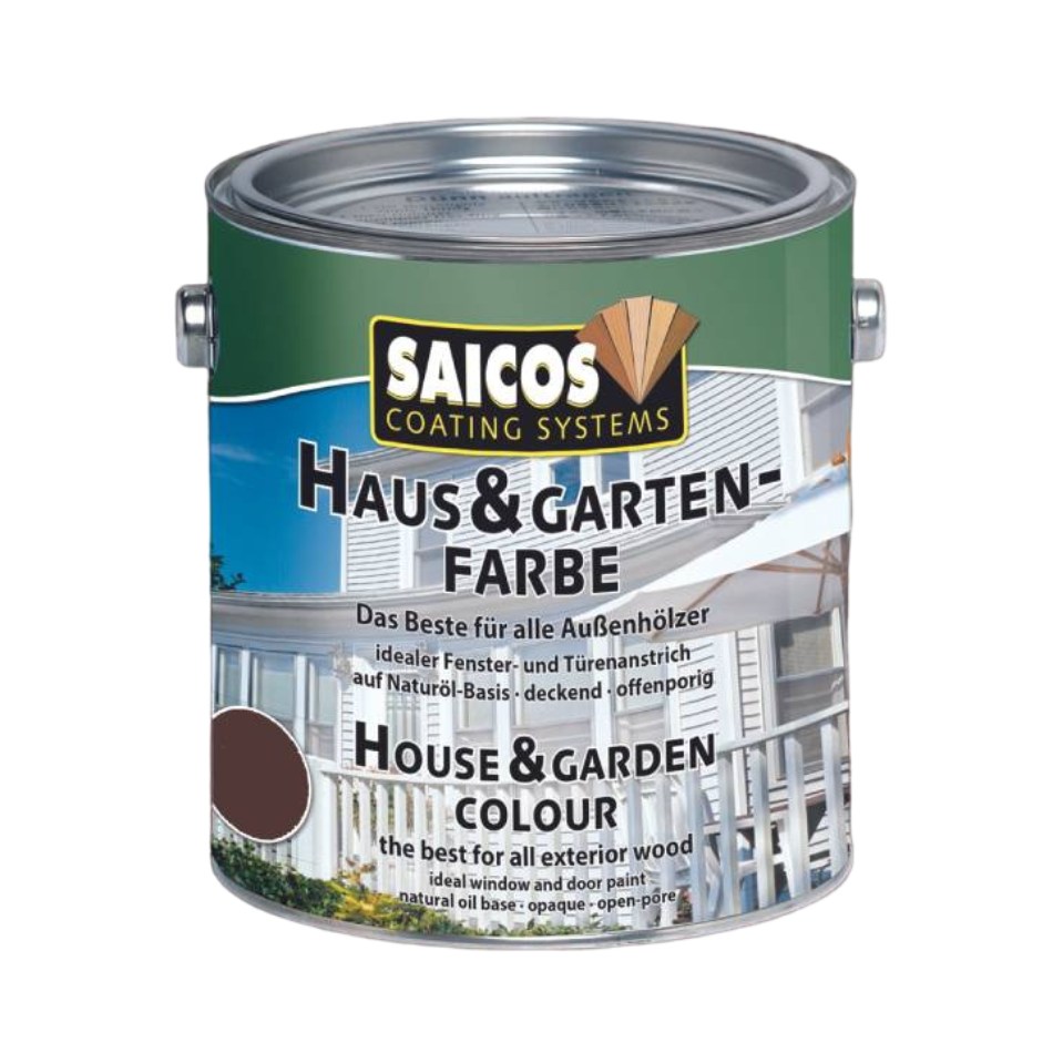 Краска укрывная для дерева Saicos Haus & Garten-Farbe цвет 2810 Темно-коричневый 0,125 л