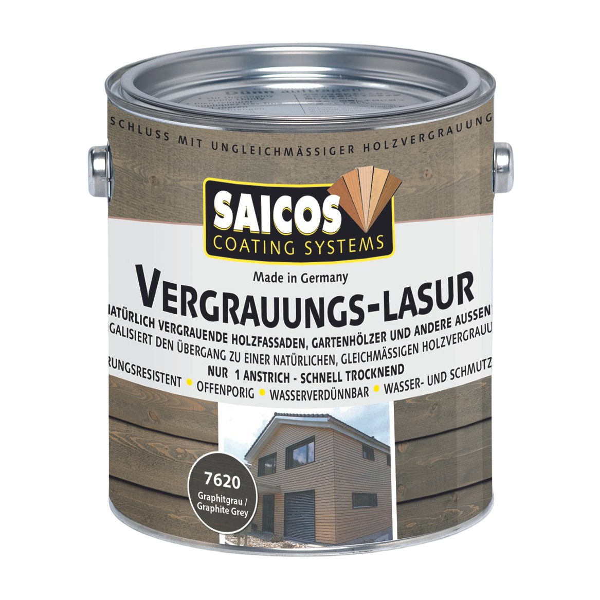 Лазурь для дерева Saicos Vergrauungs-Lasur цвет 7620 Графитово-серый 0,125 л