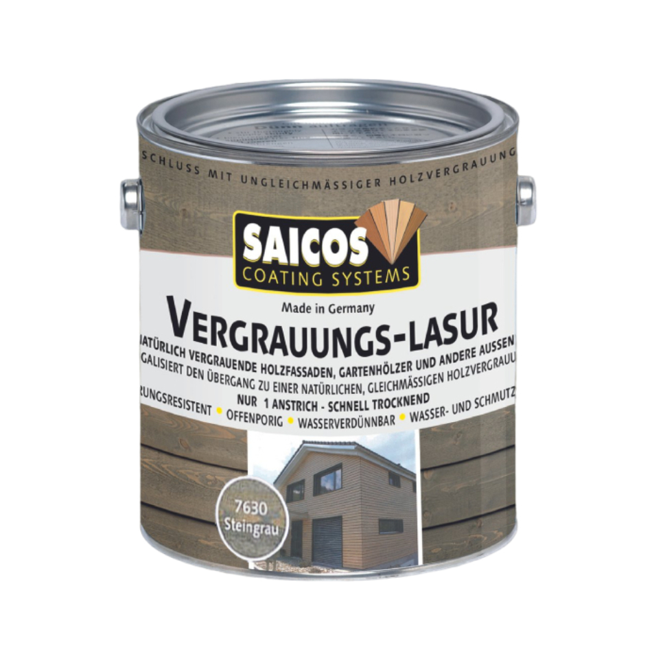Лазурь для дерева Saicos Vergrauungs-Lasur цвет 7630 Гранитно-серый 0,125 л
