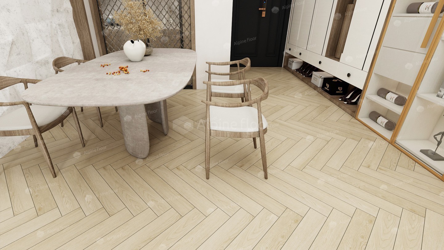 Ламинат Alpine Floor Herringbone 12 Дуб Сардиния LF105-02 венгерская елка 600×100×12 фото в интерьере Ламинат Alpine Floor Herringbone 12 Дуб Сардиния LF105-02 венгерская елка 600×100×12 фото в интерьере