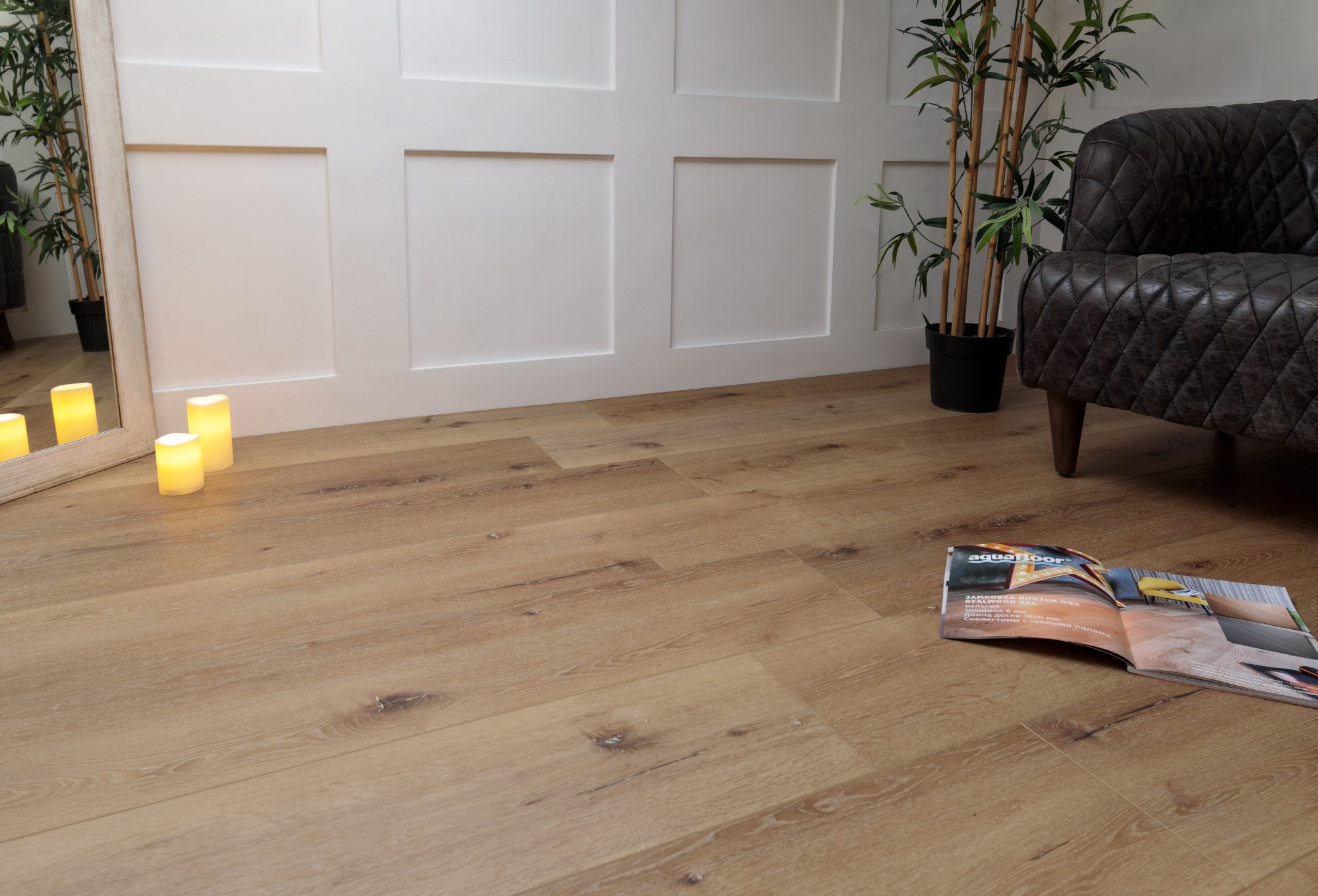 Кварцвиниловая плитка Aquafloor клеевая RealWood XL Glue AF8009XL 1524×228×2,5 фото в интерьере