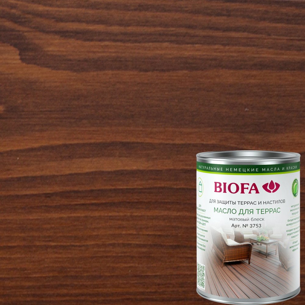 Масло для террас Biofa 3753 цвет 3707 Мербау 0,125 л Масло для террас Biofa 3753 цвет 3707 Мербау 0,125 л