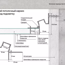 Профиль алюминиевый теневой с подсветкой Laconistiq Gips Черный RAL 9005 51-21-300 матовый 3000×43,8×44,1