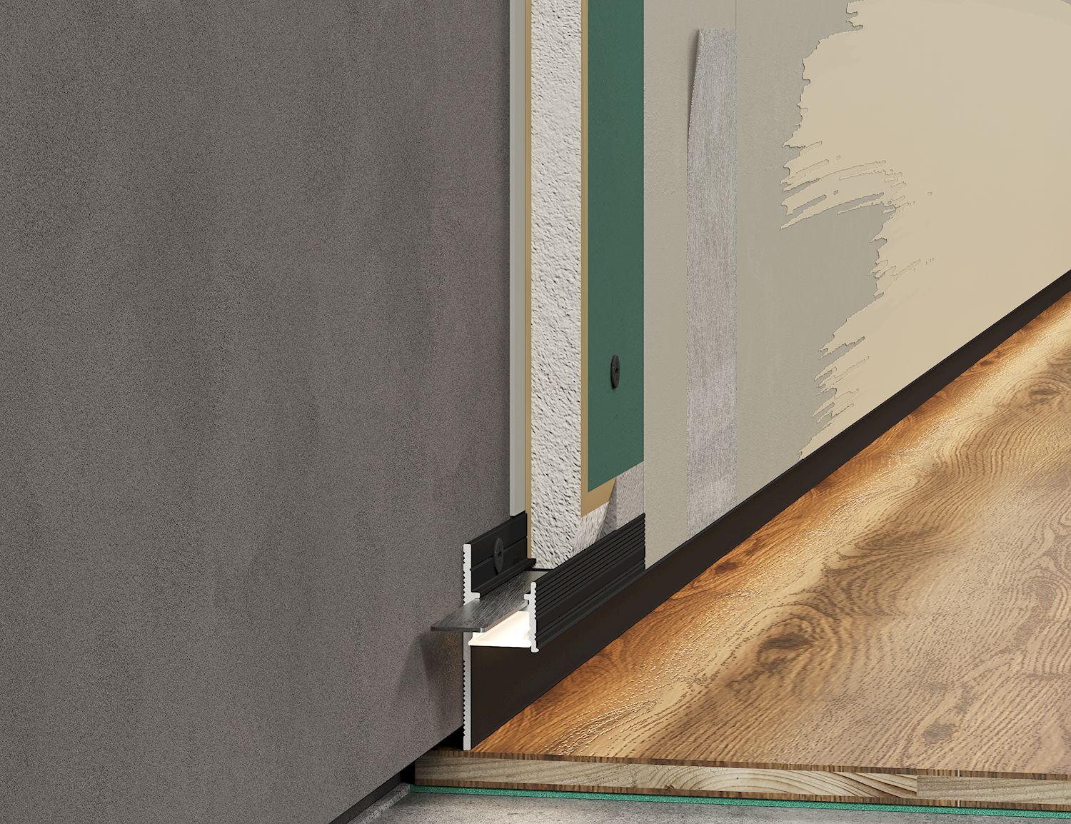 Плинтус алюминиевый теневой с подсветкой Laconistiq Light Черный 33-11-300 3000×41,3×15 Плинтус алюминиевый теневой с подсветкой Laconistiq Light Черный 33-11-300 3000×41,3×15