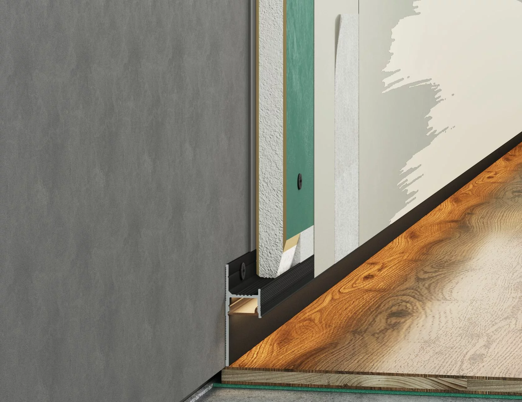 Плинтус алюминиевый теневой с подсветкой Laconistiq Light Черный муар RAL 9005 33-31-300 3000×41,3×15 Плинтус алюминиевый теневой с подсветкой Laconistiq Light Черный муар RAL 9005 33-31-300 3000×41,3×15