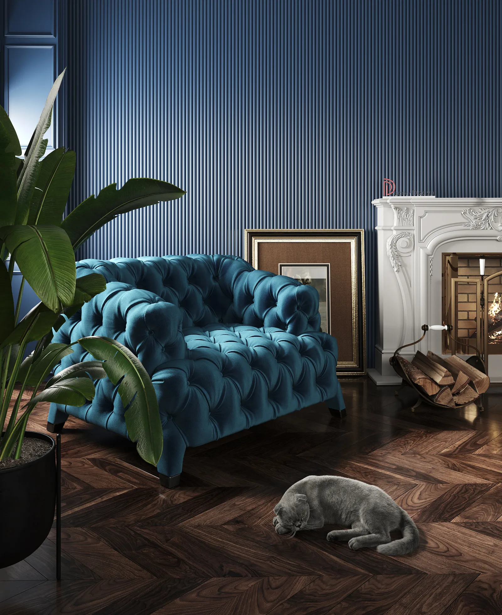 Стеновая панель из полистирола под покраску Decor-Dizayn Грани DD910 2000×240×13 фото в интерьере