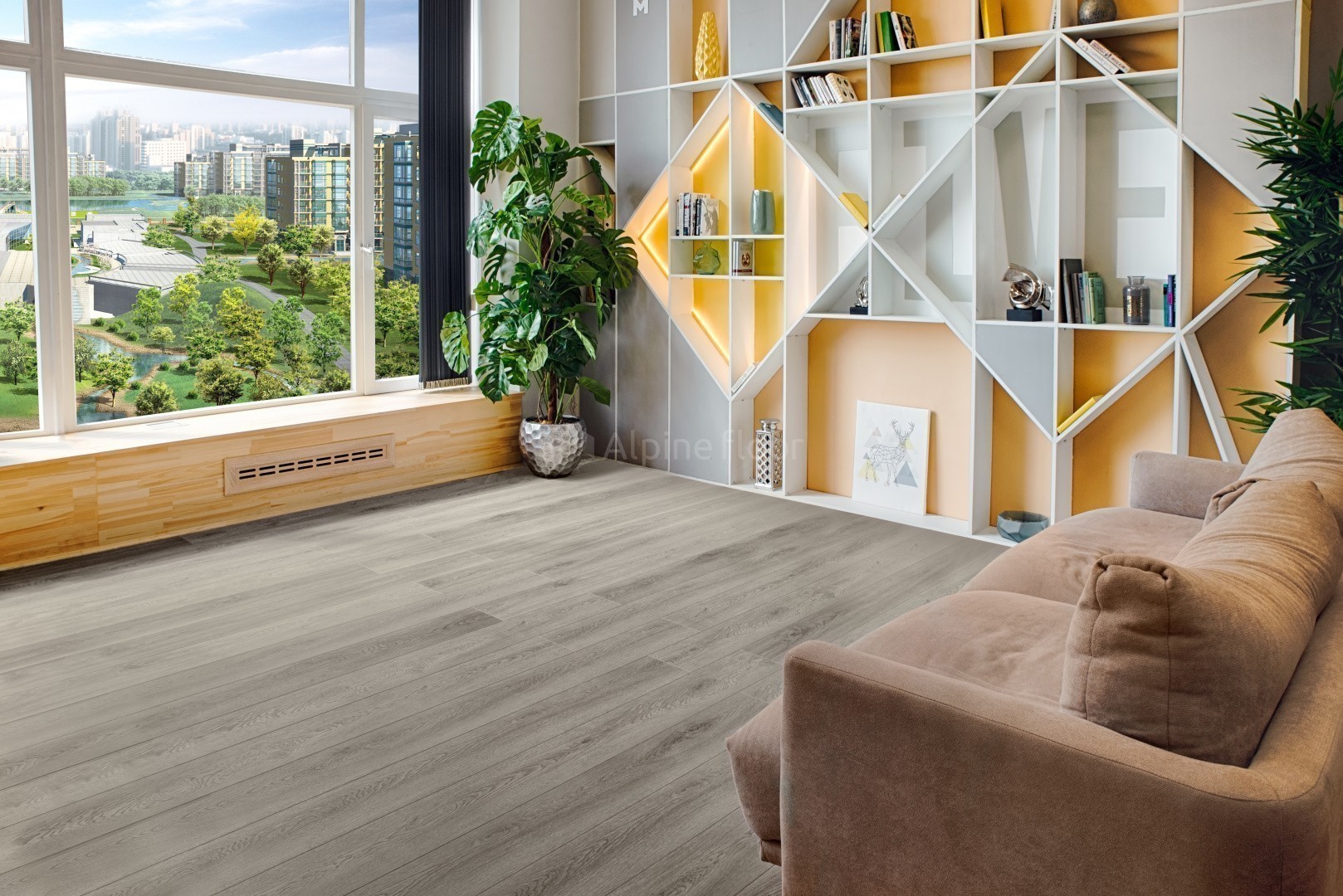 Кварцвиниловый SPC ламинат Alpine Floor Grand Sequoia Light Клауд ECO 11-1501 1220×183×3,5 фото в интерьере