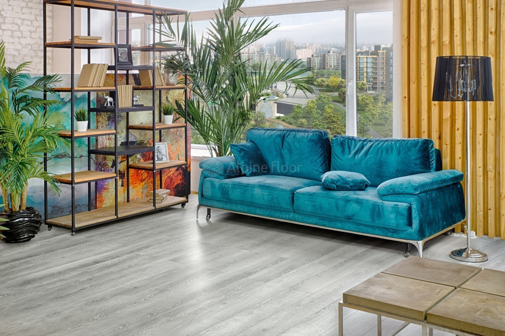 Кварцвиниловый SPC ламинат Alpine Floor Grand Sequoia Superior Aba Дейнтри ECO 11-1203 1524×180×8 фото в интерьере