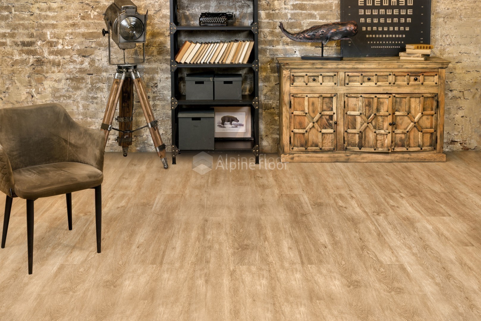 Кварцвиниловая плитка Alpine Floor клеевая Grand Sequoia LVT Камфора ECO 11-502 1219,2×184,15×2,5 фото в интерьере