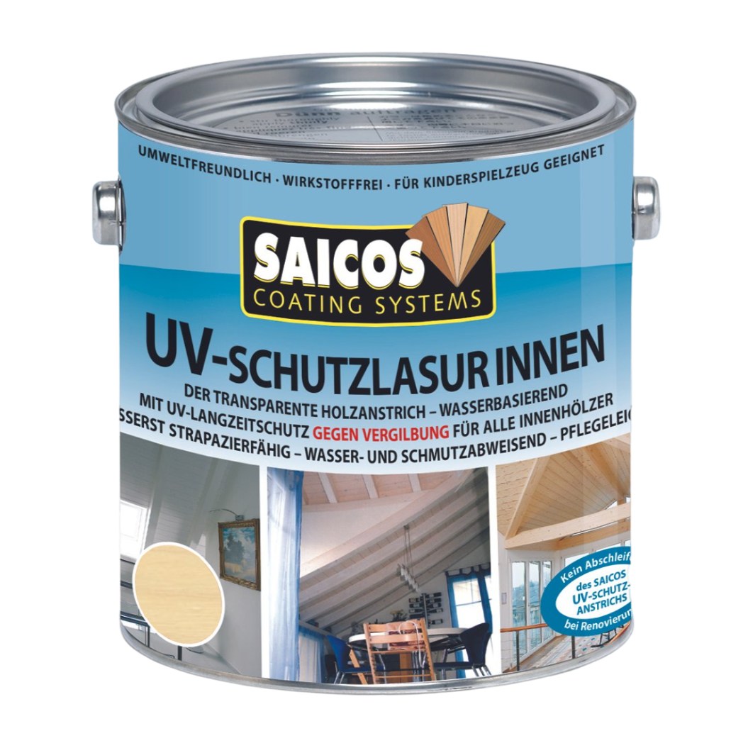 Лазурь бесцветная для дерева Saicos UV-Schutzlasur Innen 7701 0,125 л