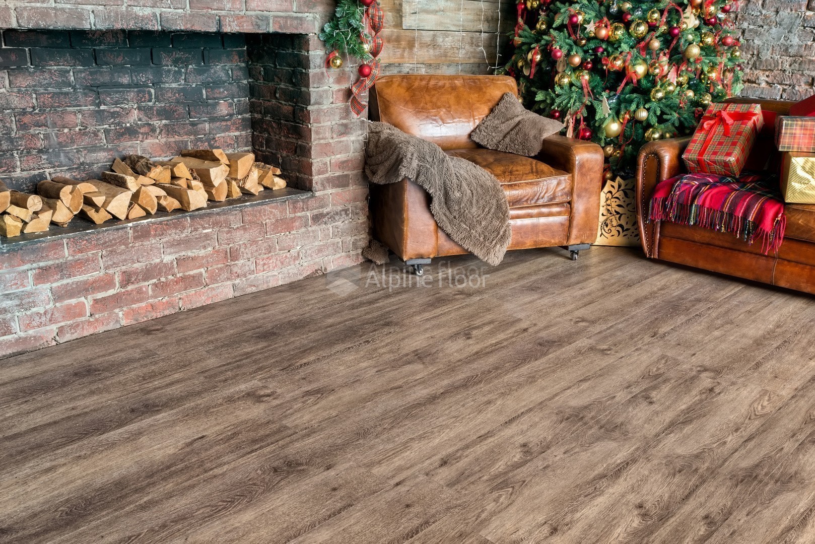 Кварцвиниловая плитка Alpine Floor клеевая Grand Sequoia LVT Венге Грей ECO 11-802 1219,2×184,15×2,5 фото в интерьере