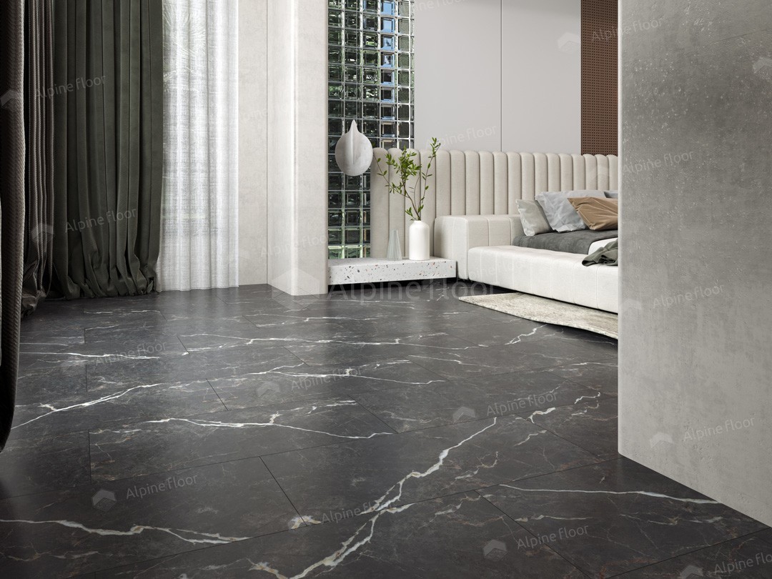 Кварцвиниловый SPC ламинат Alpine Floor Stone Mineral Core Гермес ECO 4-28 609,6×304,8×4 фото в интерьере