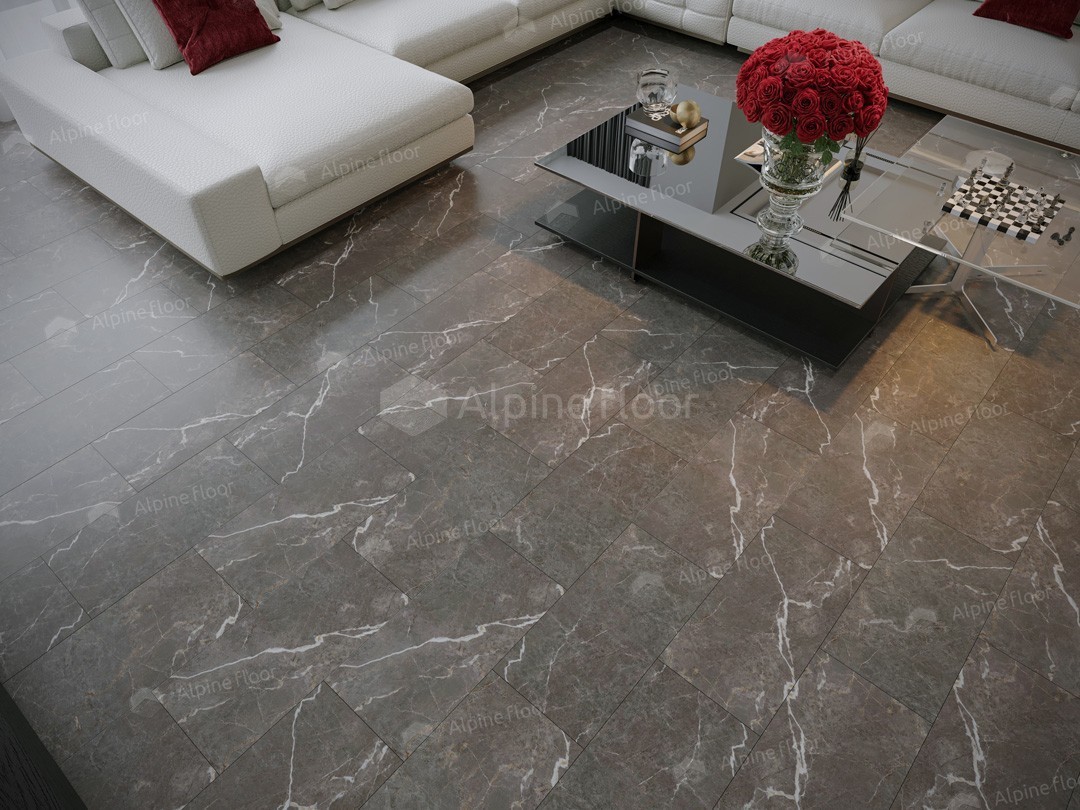 Кварцвиниловый SPC ламинат Alpine Floor Stone Mineral Core Сторм ECO 4-29 609,6×304,8×4 фото в интерьере