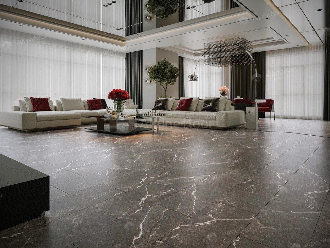 Кварцвиниловый SPC ламинат Alpine Floor Stone Mineral Core Сторм ECO 4-29 609,6×304,8×4 фото в интерьере