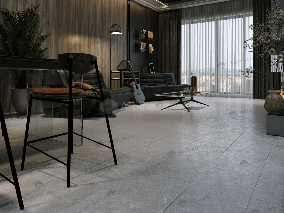 Кварцвиниловый SPC ламинат Alpine Floor Stone Mineral Core Рок ECO 4-30 609,6×304,8×4 фото в интерьере